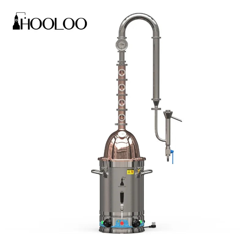 HOOLOO RST30 Distiller Home Electric Alcohol Still 110/220V Copper Rocket Lid Column For DIY Brandy Whiskey Rum And Other Spirit