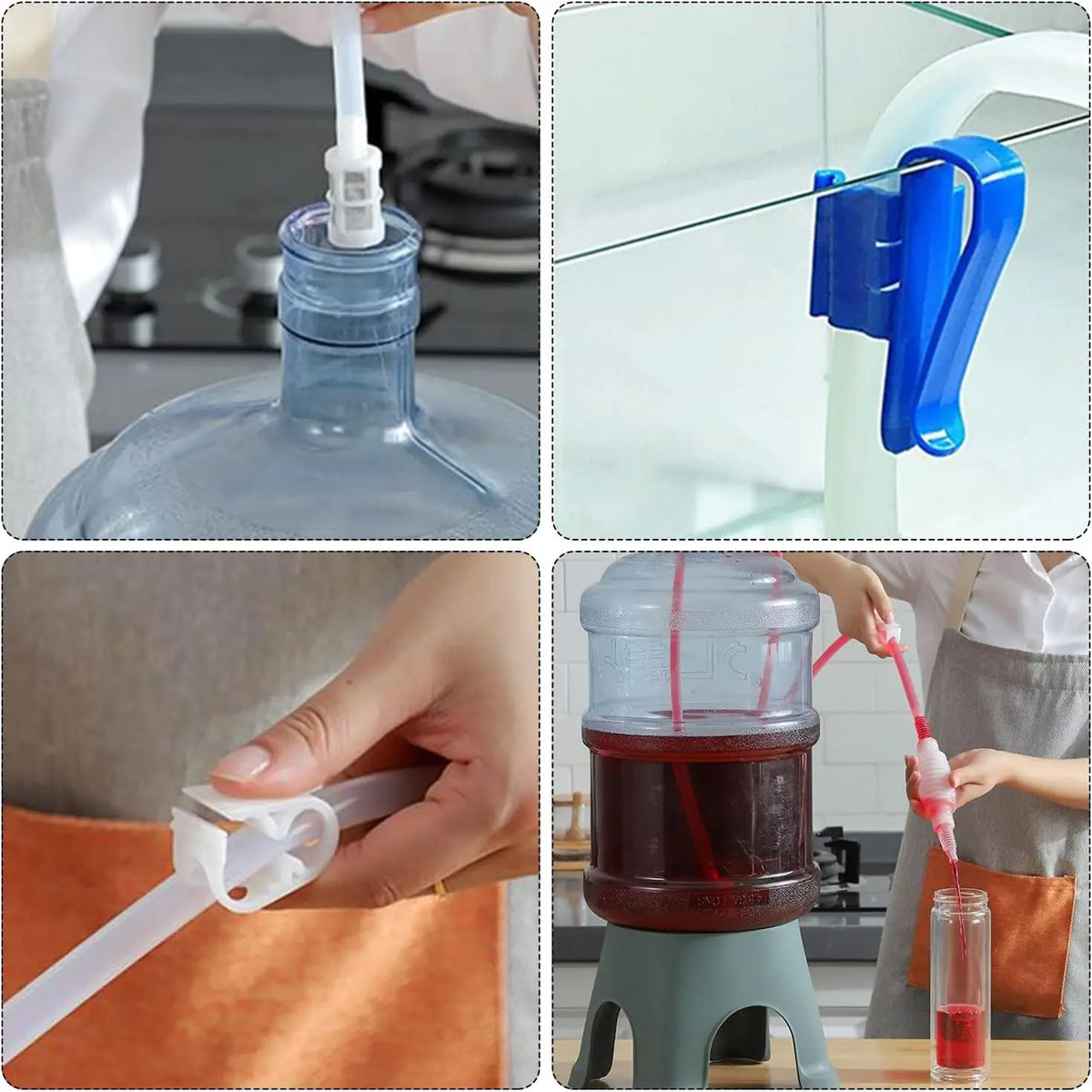 Brew Syphon Tube Set with Fixing Buckle 1.9m Home Brew Beer Siphon Filter Syphon Pump Liquid Sucker Pump for Wine Brewing Making